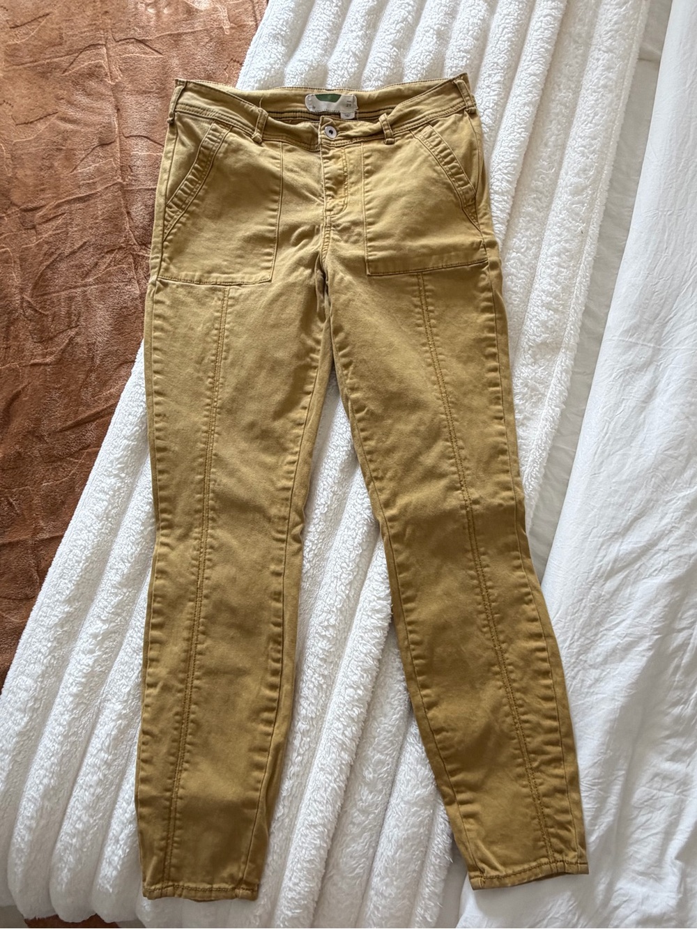gaze Women’s Skinny Utility Jeans in Mustard Tan